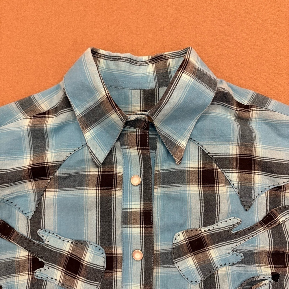 Rockmount Ranch Wear Women’s Plaid Western Pearl Snap Guitar Button Down Small - Picture 4 of 12